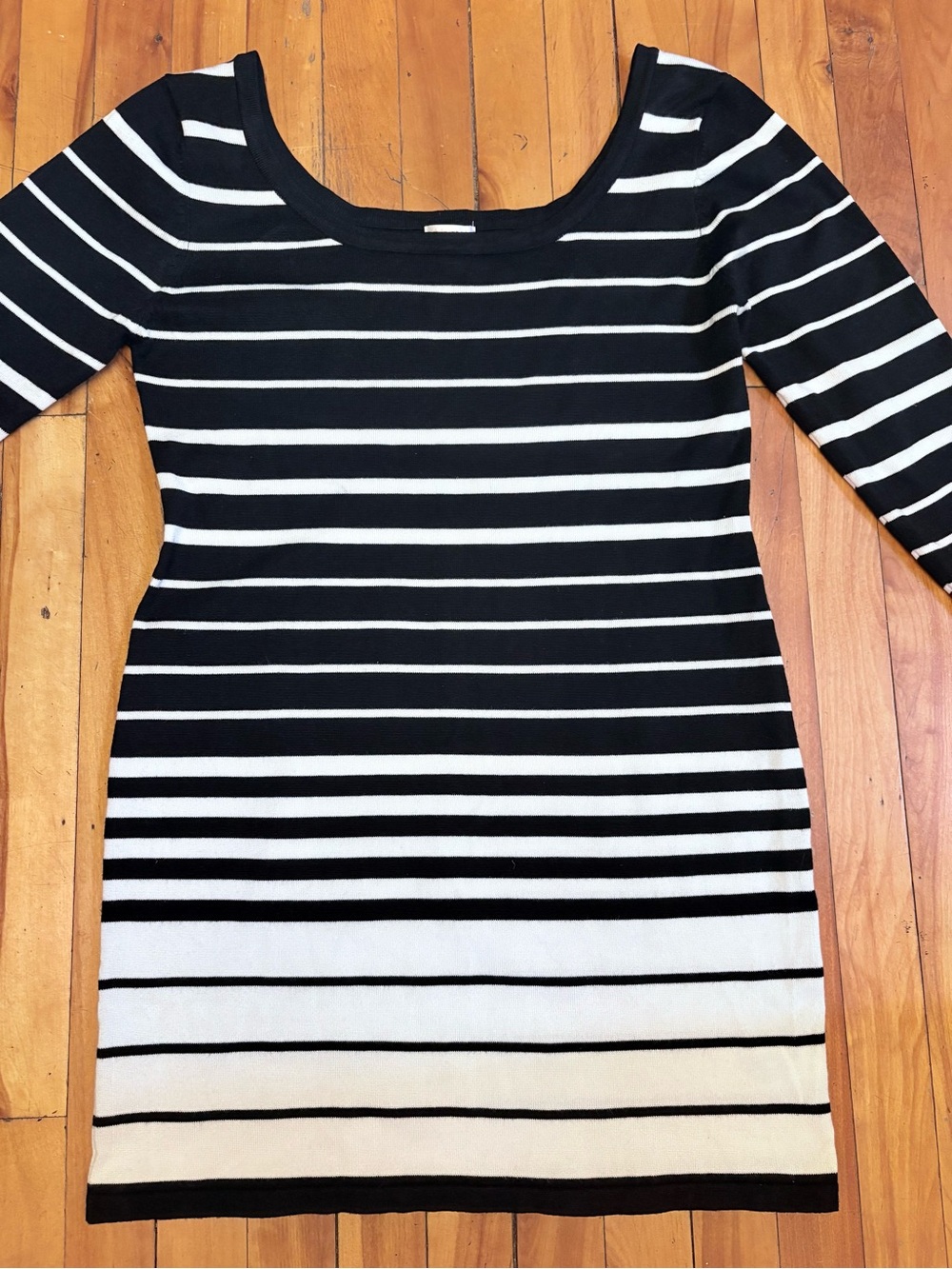 Xhilaration Black and White Striped Long Sleeve Knit Dress Fitted - Size XL